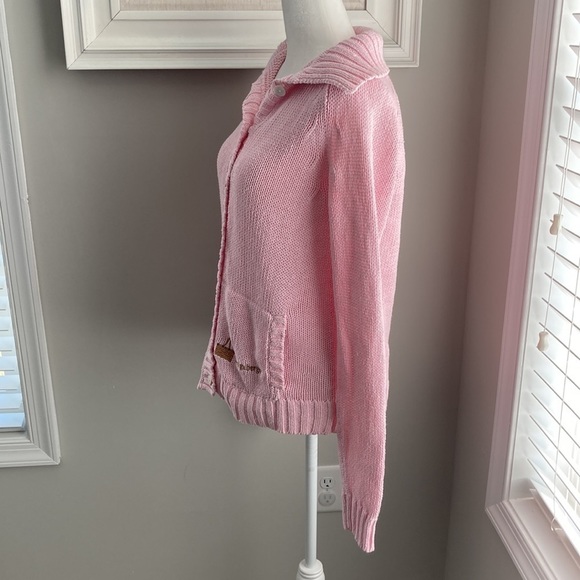 Vintage 90s 80s Longaberger Homestead Pink Knit Cardigan Buttonup Sweater Small - Picture 11 of 12